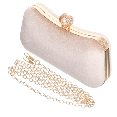 VALICLUD Damen Clutch Bag mit Perlenbesatz Leichte Abendtasche für Bankett und Party Vintage Handtasche Apricot Kompakt und Stilvoll für Festliche Anlässe von VALICLUD