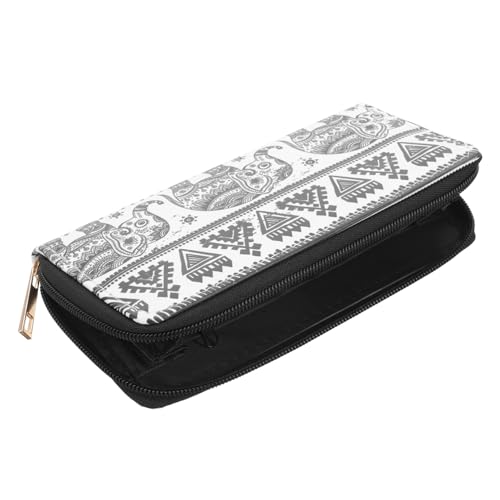 VALICLUD Damen Ethno-Stil Pu Leder Clutch Geldbörse Mit Tiermotiv Großzügige Reisetasche Mit Fächern Und Reißverschluss Für Münzen Für Reisen Und Alltag von VALICLUD