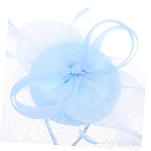 VALICLUD Damen Fascinator Headband mit Mesh und Federn Leichter Kopfschmuck für Hochzeit Tea Party und Festliche Anlässe Attraktives Haarschmuck Accessoire Hellblau von VALICLUD