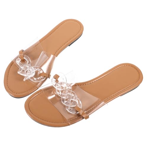 VALICLUD Damen Flache Sandalen Transparent Sommerlich Modisch Leichte Slipper Angenehm für Strand Freizeit Eleganter Look von VALICLUD