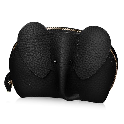 VALICLUD Kleiner Damen Geldbeutel Mit Elefantenmotiv Süßes Portemonnaie Mit Reißverschluss Und Handgelenkband Für Karten Und Münzen Handlich Und Langlebig von VALICLUD