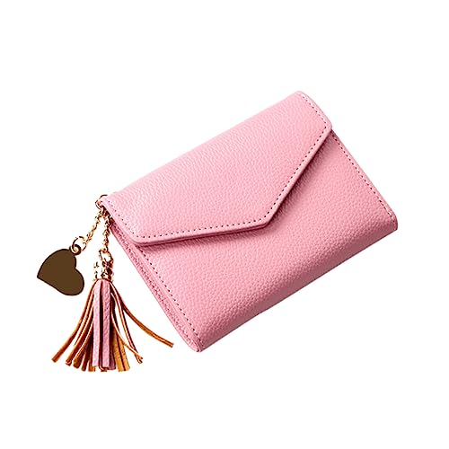 VALICLUD Damen Geldbörse Mit Quaste Kompakte Brieftasche Für Karten Und Geldscheine Multifunktionale Kleine Geldbörse Zartem Rosa Modisches Design Für Täglichen Gebrauch von VALICLUD