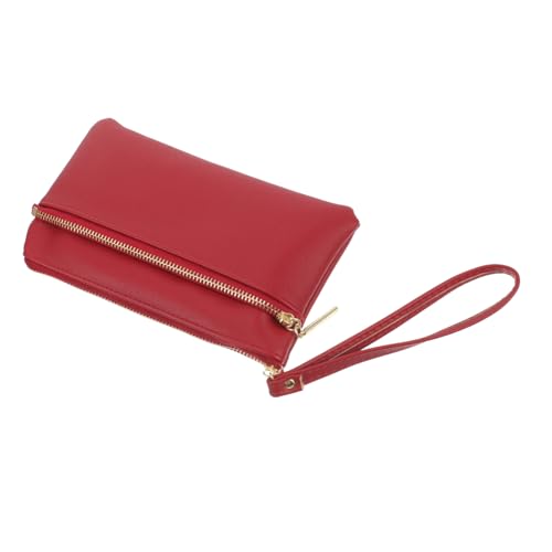 VALICLUD Damen Geldbörse Portemonnaie Pu Portemonnaie Aufbewahrungstasche Handtasche Für Lady Compact Organized Rot von VALICLUD