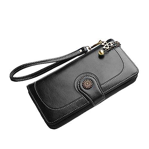 VALICLUD Damen Geldbörse Pu- Dreifach Gefaltet Mit Vielen Kartenfächern Und Reißverschluss Langer Handtasche Für Frauen Schwarz Praktische Und Stilvolle Geldbörse Für Alltag von VALICLUD