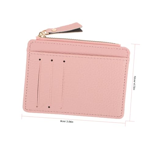 VALICLUD Damen Geldbörse aus PU Schmale Kleine Geldbörse mit Reißverschluss Münzfach Großer Stauraum Kartenetui Clutch Portemonnaie für Alltag Shopping und Reisen Rosa von VALICLUD