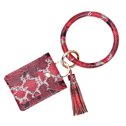 VALICLUD Pu Leder Schlange Muster Schlüsselanhänger Mit Mini Geldbörse Und Kartenhalter Für Frauen Rote Handtasche Für Besondere Anlässe Und Täglichen Gebrauch von VALICLUD