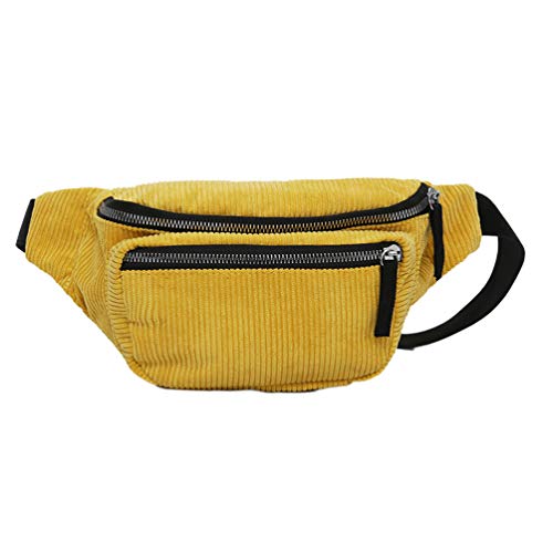 VALICLUD Damen Gürteltasche Gelb Modische Crossbody Brusttasche Aus Cord Waist Pouch Für Outdoor-aktivitäten Für Reisen Shopping Und Freizeit von VALICLUD