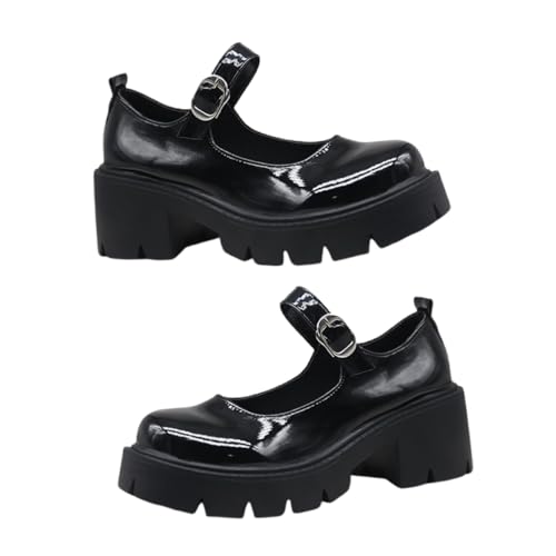 VALICLUD Damen Halbschuhe mit Chunky Blockabsatz rutschfest und Strapazierfähig Stilvolle Halbschuhe für Büro Party und Alltag Weiches Obermaterial Glänzend von VALICLUD