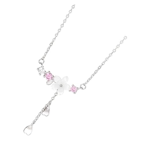 VALICLUD Kirschblüten Halskette Für Damen Blumenhalskette Aus Metall Damenschmuck Mit Anhänger Ästhetische Kette Einzigartiger Halsschmuck von VALICLUD