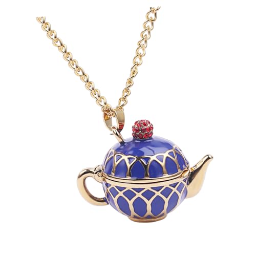 VALICLUD Damen Halskette mit Emailliertem Teekannen Anhänger Langer Stil Pulloverkette Leichtes Schmuckstück für Party Tanz und Besondere Anlässe von VALICLUD