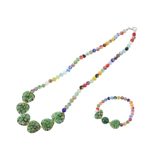 VALICLUD Damen Halskette und Armband mit Glasperlen Romantisches Herz Design Leichtes Schmuckset für Alltag Strand und zu Weihnachten und Geburtstag VALICLUD Damen Halskette und Armband mit Glasperlen Romantisches Herz Design Leichtes Schmuckset für Alltag Strand und zu Weihnachten und Geburtstag von VALICLUD