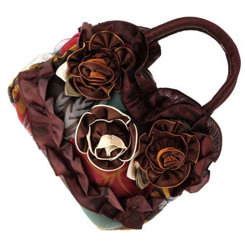 VALICLUD Damen Handtasche mit Blumenmuster Robuste Canvas Tasche mit Reißverschluss Umhängetasche für Alltag Einkaufen und Freizeit Praktische Kleine Tasche für Smartphone und Kosmetik von VALICLUD