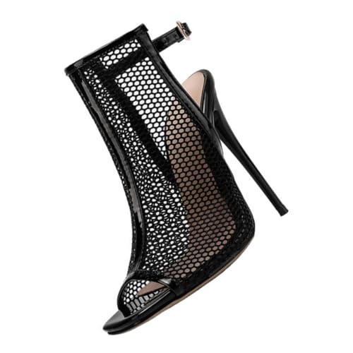 VALICLUD Damen High Heel Sandalen mit Cutout und Peep Toe Ultrahohe Schmale Absatz Sandaletten in Schwarz Rutschfest für Sommer Party Büro und Alltag von VALICLUD