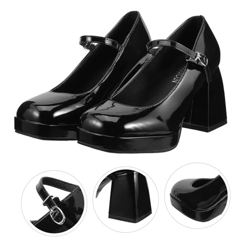 VALICLUD Damen High Heels Schwarz Bequeme mit Breitem Absatz Modische Pumps für Alltag Arbeit und Festliche Anlässe Leicht und Einfach Anzuziehen Vielseitig Kombinierbar von VALICLUD