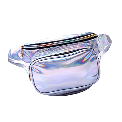 VALICLUD Sequin Pu Leather Fanny Pack Für Damen Reflektierende Hüfttasche Für Outdoor Große Kapazität Und Praktisch Für Kosmetik Und Wertsachen Silber von VALICLUD