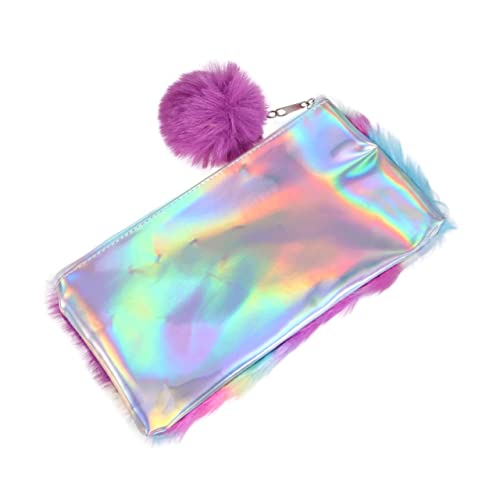 VALICLUD Bunte Federmäppchen Schminktasche Für Damen Federmäppchen Regenbogen Schminksets Für Damen Flauschiges Federmäppchen Für Mädchen Schminktaschen Für Damen Fräulein Bommel Künstlich von VALICLUD