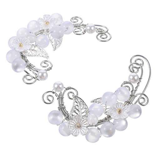 VALICLUD Damen Ohrclips für Ohrlöcher Leichte Ohrklemmen mit Blüten Perlendekor Modische Ear für Frauen und Mädchen Komfortabel und Vielseitig für Feiern und Alltag von VALICLUD