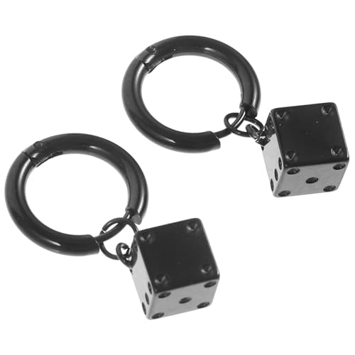 VALICLUD Damen Ohrringe Creolen Würfel Design Statement Ohrschmuck Schwarz Leichte und Langlebige Ohrclips Geeignet für Alltag und Besondere Anlässe Rostfrei und Hautfreundlich von VALICLUD