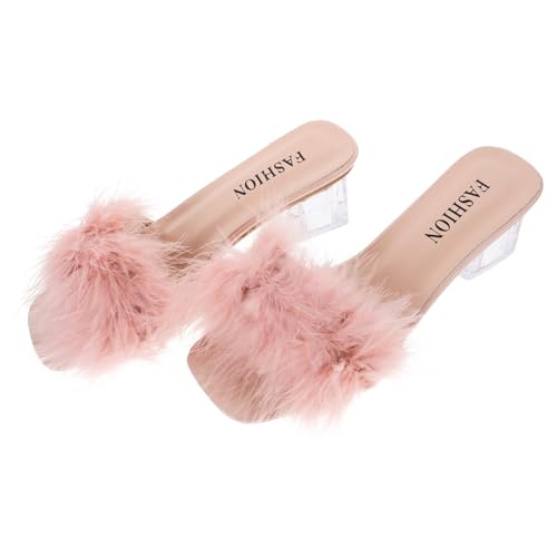 VALICLUD Damen Open toe Hausschuhe Sommer Chunky Heel Slipper Atmungsaktive PU Gummi Sandalen Modische Beach Pantoletten Rutschfest Angenehm für Drinnen und Draußen von VALICLUD