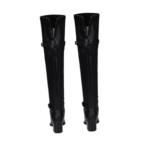 VALICLUD Damen Overknee Stiefel Herbst Winter Hoher Absatz Warm Gefüttert Atmungsaktive Innensohle Langschaft Stiefel für Freizeit Party Outdoor Schwarz von VALICLUD