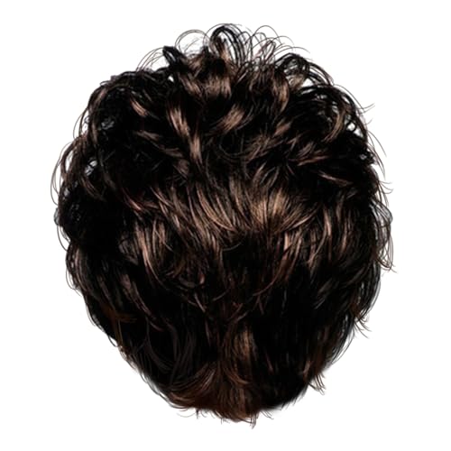 VALICLUD Damen Perücke Kurz Lockig Stylisch Braune Haarabdeckung Komfortabel Party Cosplay Halloween Zubehör von VALICLUD