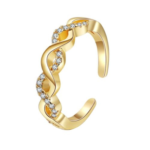 VALICLUD Damen Ring Geflochten Offener Bandring Verstellbar Persönlichkeit Modisch Knöchelring für Freundin Teen Mädchen Alltag Party Schmuck von VALICLUD