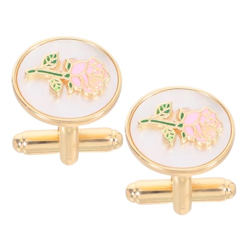 VALICLUD Damen Rosen Manschettenknöpfe Stilvolle Blütenmuster Schmuck Langlebiges Material Komfortabel für Französische Hemden Vielseitig Kombinierbar bei Eleganten Anlässen von VALICLUD