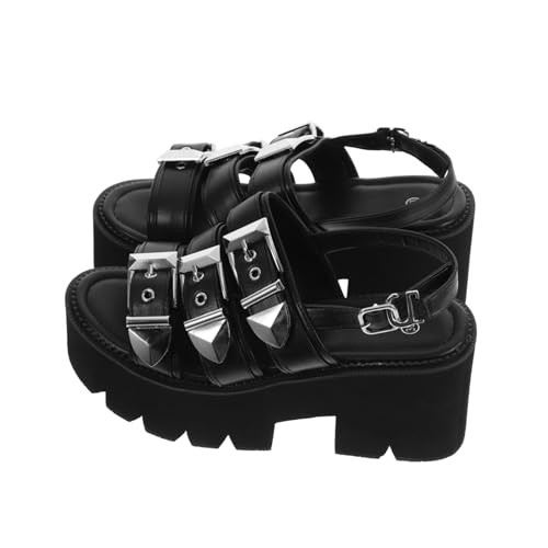 VALICLUD Damen Sandalen Fischmaul Sommer Plateau Thick Soled Open Toe Schuhe Modisch Elegant Schwarz Stilvolle Keilsandalette für Besondere Anlässe Vielseitig Kombinierbar von VALICLUD