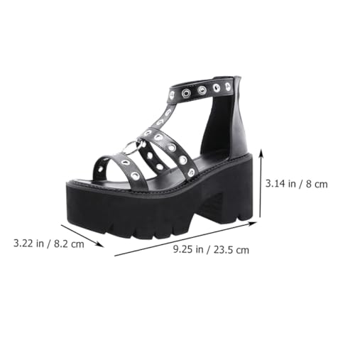 VALICLUD Damen Sandalen High Heels mit Hohlem Metallring Offene Zehen Dicker Absatz Plateau sohlen Modische Stilvolle Sommerschuhe für Partys und Besondere Anlässe Rutschfest Komfort von VALICLUD