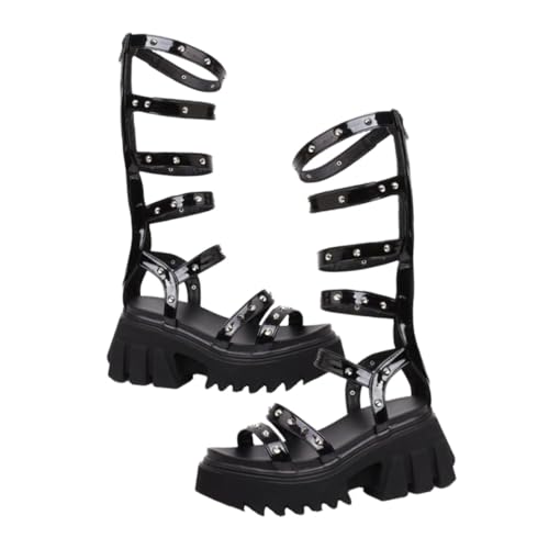 VALICLUD Sommersandalen Für Damen Mit Dicken Sohlen Schwarze Hohlsandalen Aus Hochwertigem Material Langlebig Und Praktisch Im Gebrauch Sommerschuhe Für Damen Und Mädchen von VALICLUD