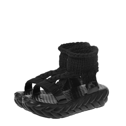 VALICLUD Damen Sandalen Sommer PU Sohlen Rutschfest Leichte Slipper Schwarz für Studentinnen Modische Freizeit Schuhe von VALICLUD