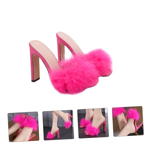 VALICLUD Damen Sandalen mit Hohem Absatz Quadratischer Zehenpartie Robuster Blockabsatz Modische Outdoor slipper für Sommer Elegant und Bequem Passend zu Kleidern und Shorts Rosé von VALICLUD