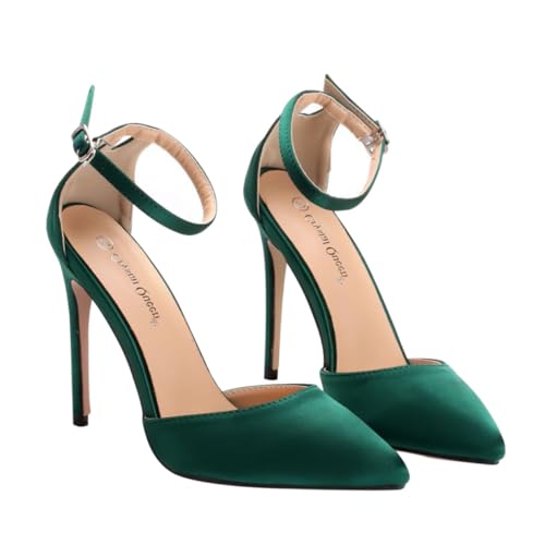 VALICLUD Damen Sandalen mit Spitzem Absatz Sommer Schuhe für Frauen Grüne Party High Heels Bequeme Stilvolle Club und Festtagschuhe von VALICLUD