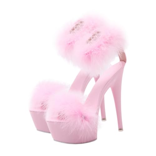 VALICLUD Damen Sandalen mit Ultrahohem Absatz Flirty und Rutschfest Modische Plateau Sandaletten in Atmungsaktiv und Strapazierfähig für Besondere Anlässe und Partys von VALICLUD