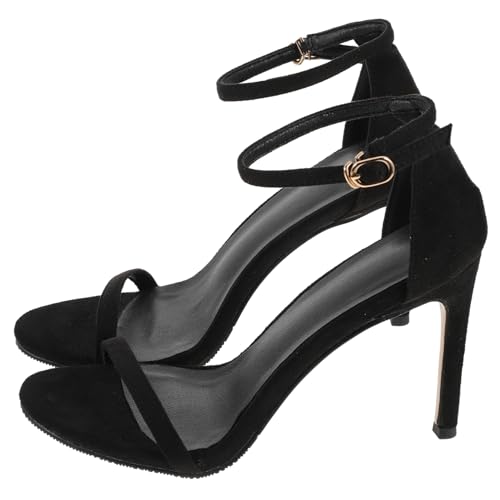 VALICLUD Damen Sandaletten mit Dünnem Absatz Schwarze High Heels für Sommer Modische Dress Shoes in Bequemes Design für Party Abend und Formelle Anlässe von VALICLUD