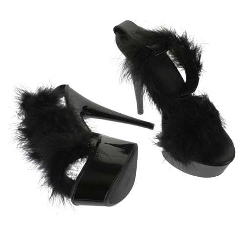 VALICLUD Damen Sandaletten mit Hohem Absatz Feine Verarbeitung Langlebiges Material Modische Sommer Schuhe Elegant und für Arbeit und Shopping Schwarz von VALICLUD