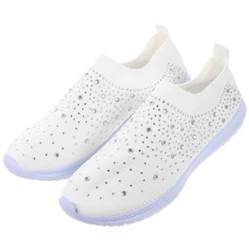 VALICLUD Sneakers Für Tägliche Training Barfußschuhe Atmungsaktive Damen-Sneaker Mit Strass-Details rutschfeste Sohlen Für Komfort Und von VALICLUD