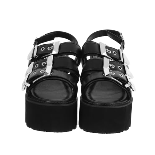VALICLUD Damen Sommer Sandalen mit Dicker Sohle Plateau Fischmaul Peep Toe Sandaletten Modische Bequeme Platforms Schwarze High Heels für Party und Alltag von VALICLUD