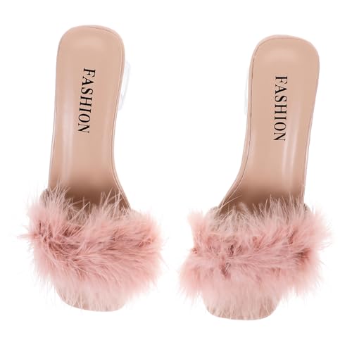 VALICLUD Damen Sommer Slipper Offene Zehen Chunky Heel Sandalen Atmungsaktive PU Hausschuhe Komfortabel Strapazierfähig für Strand Freizeit Alltag von VALICLUD