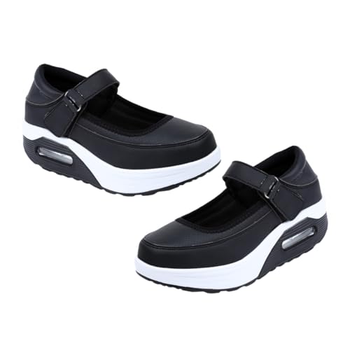 VALICLUD Damen Sportschuhe mit Luftpolster Atmungsaktiv rutschfeste Sohle Leichte Modische Turnschuhe für Frühling und Herbst Bequeme Freizeittaugliche Sneaker mit Stoßdämpfung Schwarze von VALICLUD