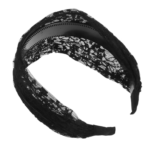 VALICLUD Damen Stirnband aus Schwarzer Spitze Breites Haarschmuck Accessoire für Alltag Party und Fotoshootings Modisches Kopfband mit Rutschfester Vielseitig Kombinierbar von VALICLUD