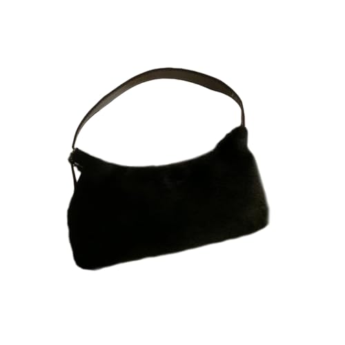 VALICLUD Damen Umhängetasche Plüsch Warm Kuschelig Schultertasche Casual Handtasche für Smartphone Geldbörse Kosmetik Herbst Winter Schwarz von VALICLUD