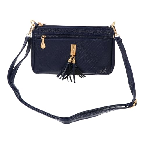 VALICLUD Damen Umhängetasche mit Verstellbarem PU Schulterriemen Quasten Kleine Crossbody Bag für Alltag Reisen Shopping und Freizeit Stilvolle Tasche in Blau von VALICLUD