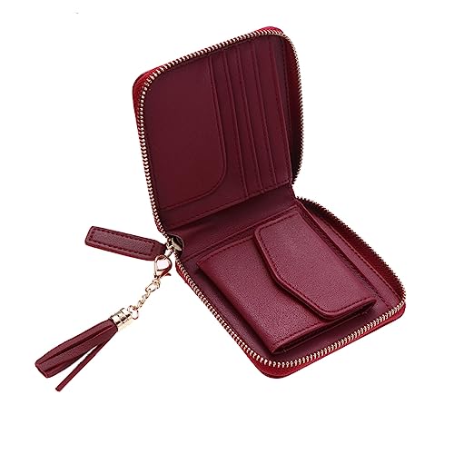 VALICLUD Damen Geldbörse Aus Pu Mit Reißverschluss Schicke Clutch Für Karten Bargeld Und Ausweise Praktische Tasche Für Täglichen Gebrauch Weinrot von VALICLUD