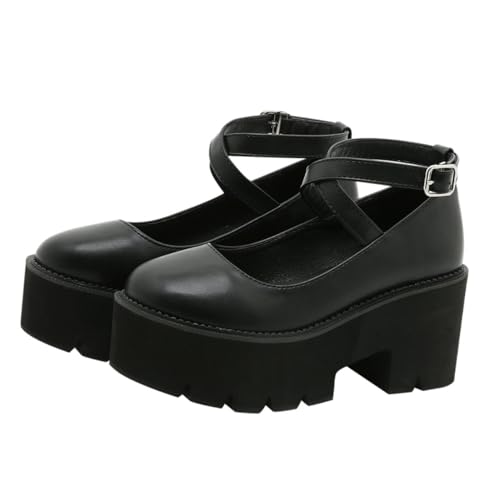 VALICLUD Damensandalen mit Dicker Plateau Sohle Einfache Schwarze Sandaletten mit Kreuzriemen Rutschfestes Verschleißfestes Material Modisch und Angenehm für Sommer und Alltag von VALICLUD