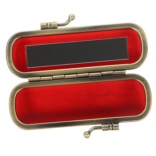 VALICLUD Dekorativer Lippenstift Organizer aus Strapazierfähigem Material Tragbare Lippenbalsam Box mit Spiegel Eleganter Lippenstift Behälter für Handtasche Weiche Hülle Weinrot von VALICLUD