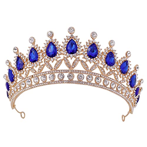 VALICLUD Diamantkrone Haarschmuck Happy Prom Party Mädchen Kopfschmuck Hochzeit Kopfschmuck Braut Prinzessin Kronen Brautjungfer Brautstirnband Geburtstag Hochzeit Tiara Kopfschmuck Blau von VALICLUD