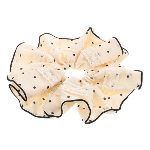 VALICLUD Elastische Große Haargummis Für Damen Weiche Stoffhaptik Punktierte Spitze Anpassbares Design Mit Rüschen Für Und Kopfbedeckung von VALICLUD