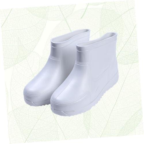 VALICLUD Dicke Rutschfeste Regenstiefel Damen und Herren Säurebeständige Niedrige Eva gummistiefel Verschleißfest Komfortabel Weiß für Nasse Außenbereiche und Arbeitsschutz von VALICLUD