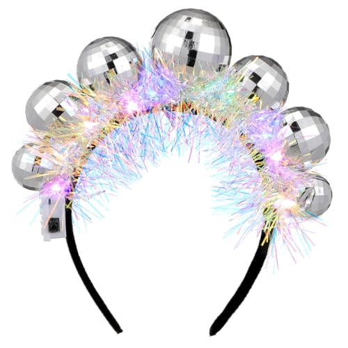 VALICLUD Disco Haarreif Für Weihnachten Verstellbares Stirnband Bunten Kugeln Für Silvester Karneval Und Party-zubehör Bequem Und Langlebig Für Feierlichkeiten von VALICLUD
